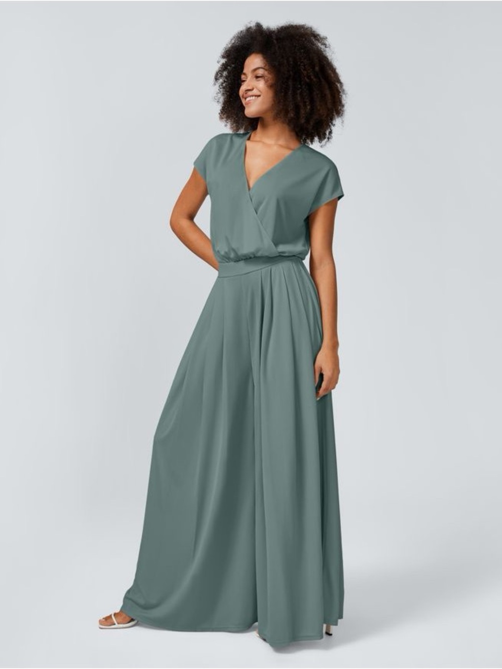 Halara V-Neck Wide Leg Flowy Waffle Casual Jumpsuit XL